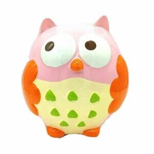 Owl Piggy Bank 6.5" Ceramic Target Owls Cute Girls Room Decor Pink Orange Green